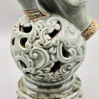 LOT 46: Ceramic Elephant Incense Holder, Vintage Colorful Elephant Figurine, 2 Ceramic Planters with Faux Succulents, and More