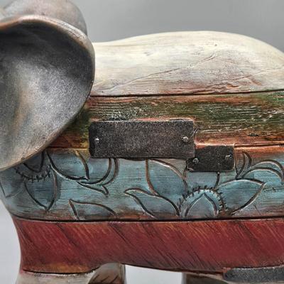 LOT 46: Ceramic Elephant Incense Holder, Vintage Colorful Elephant Figurine, 2 Ceramic Planters with Faux Succulents, and More