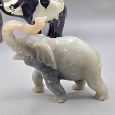 LOT 47: The Hamilton Collection Blake Jensen Good Luck Stacked Elephants Figurine with Swarovski Crystals and Other Elephant Figurines