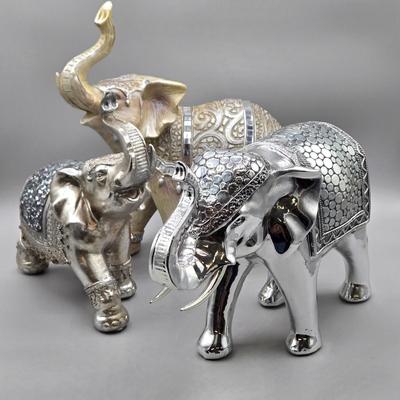 LOT 47: The Hamilton Collection Blake Jensen Good Luck Stacked Elephants Figurine with Swarovski Crystals and Other Elephant Figurines