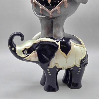 LOT 47: The Hamilton Collection Blake Jensen Good Luck Stacked Elephants Figurine with Swarovski Crystals and Other Elephant Figurines
