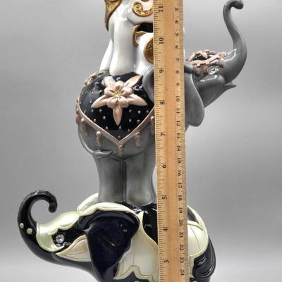 LOT 47: The Hamilton Collection Blake Jensen Good Luck Stacked Elephants Figurine with Swarovski Crystals and Other Elephant Figurines