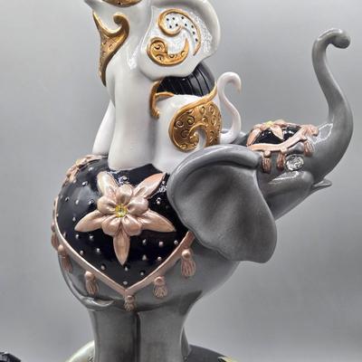 LOT 47: The Hamilton Collection Blake Jensen Good Luck Stacked Elephants Figurine with Swarovski Crystals and Other Elephant Figurines