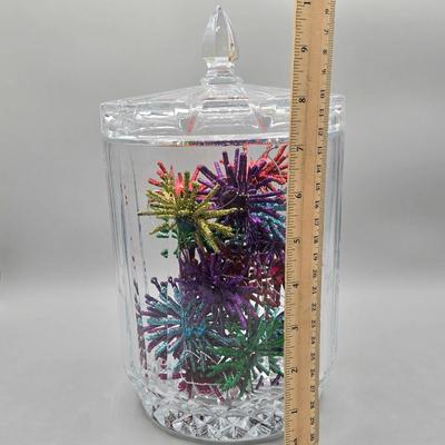 LOT 48: Vintage Biscuit Barrel Lead Crystal, Mikasa Park Lane Crystal Centerpiece Bowl, and More