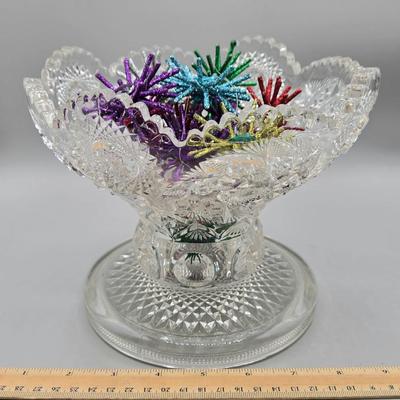 LOT 48: Vintage Biscuit Barrel Lead Crystal, Mikasa Park Lane Crystal Centerpiece Bowl, and More