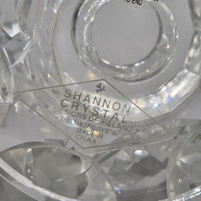 LOT 49: Vintage Porcelain Pitcher, Pair of Shannon Crystal Lotus Flower Candle Holders, and Waterford Crystal Perfume Bottle with...