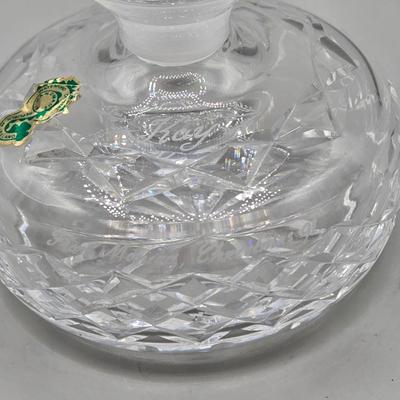 LOT 49: Vintage Porcelain Pitcher, Pair of Shannon Crystal Lotus Flower Candle Holders, and Waterford Crystal Perfume Bottle with...