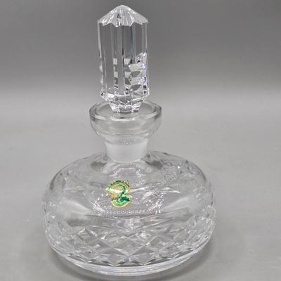 LOT 49: Vintage Porcelain Pitcher, Pair of Shannon Crystal Lotus Flower Candle Holders, and Waterford Crystal Perfume Bottle with...