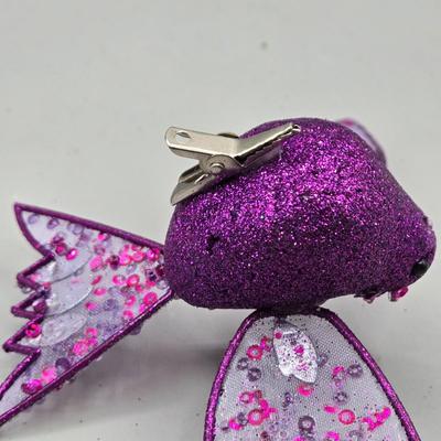 LOT 52: New Ornaments- Purple Cupcake Trains, Wire Balls, High Heel Shoe, Spirals with Bell, and More