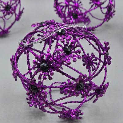 LOT 52: New Ornaments- Purple Cupcake Trains, Wire Balls, High Heel Shoe, Spirals with Bell, and More