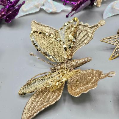 LOT 54: New- Various Dragonfly and Butterfly Clip-on Ornaments and More