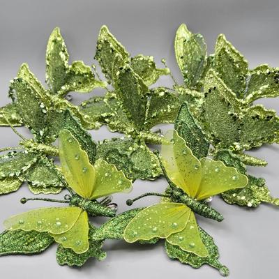 LOT 54: New- Various Dragonfly and Butterfly Clip-on Ornaments and More