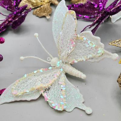 LOT 54: New- Various Dragonfly and Butterfly Clip-on Ornaments and More