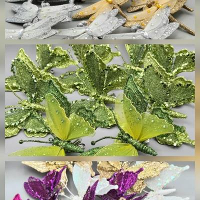 LOT 54: New- Various Dragonfly and Butterfly Clip-on Ornaments and More