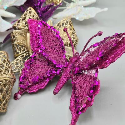 LOT 54: New- Various Dragonfly and Butterfly Clip-on Ornaments and More