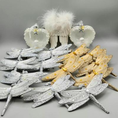 LOT 54: New- Various Dragonfly and Butterfly Clip-on Ornaments and More