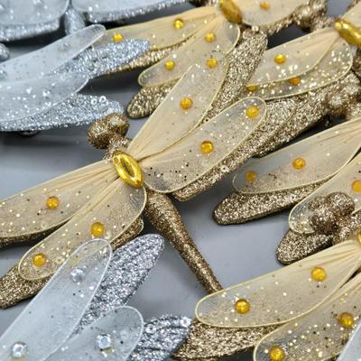 LOT 54: New- Various Dragonfly and Butterfly Clip-on Ornaments and More