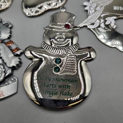 LOT 56: Various Ornaments Including Wooden Santa, Resin Owl, Silver-tone Angels, Dachshund, and More