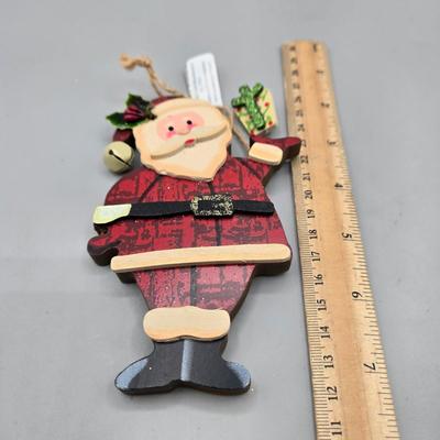 LOT 56: Various Ornaments Including Wooden Santa, Resin Owl, Silver-tone Angels, Dachshund, and More