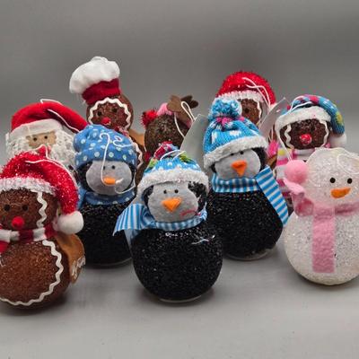 LOT 57: New-NOS- Variety of Ornaments Including Some that Light Up & Doorknob Bells