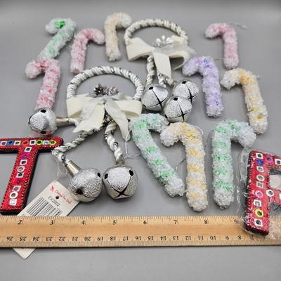 LOT 57: New-NOS- Variety of Ornaments Including Some that Light Up & Doorknob Bells