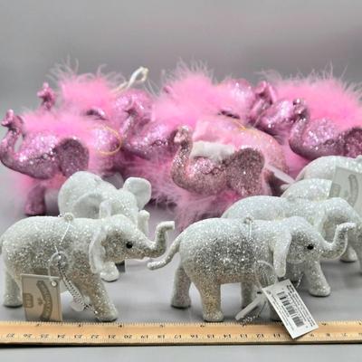 LOT 62: Various New Ornaments Including Elephants, Owls, Bells. Santa, Goebel Berta Hummel AWAY WE GO Children Dog Sled 2003, and More