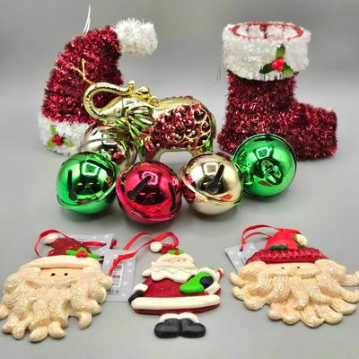 LOT 62: Various New Ornaments Including Elephants, Owls, Bells. Santa, Goebel Berta Hummel AWAY WE GO Children Dog Sled 2003, and More