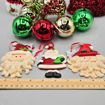 LOT 62: Various New Ornaments Including Elephants, Owls, Bells. Santa, Goebel Berta Hummel AWAY WE GO Children Dog Sled 2003, and More