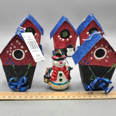 LOT 63: New Ornaments-Disco Balls, Birdhouses, Hummingbirds, Starbursts and More