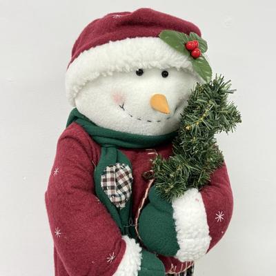 LOT 81: Tall Christmas Stuffed Snowmen Decor- one Lights up!