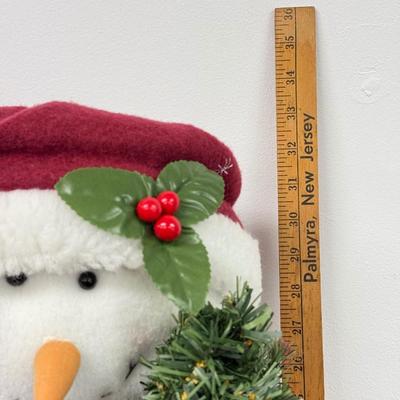 LOT 81: Tall Christmas Stuffed Snowmen Decor- one Lights up!