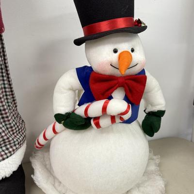LOT 81: Tall Christmas Stuffed Snowmen Decor- one Lights up!