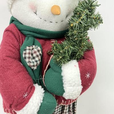 LOT 81: Tall Christmas Stuffed Snowmen Decor- one Lights up!