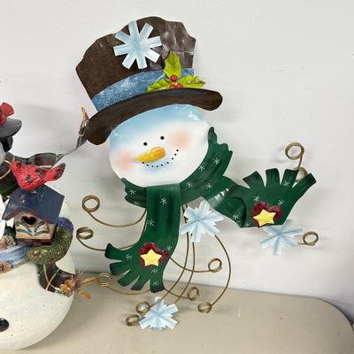 LOT 82: New- Christmas Decor: Metal Wall Hanging & Snowman Decor