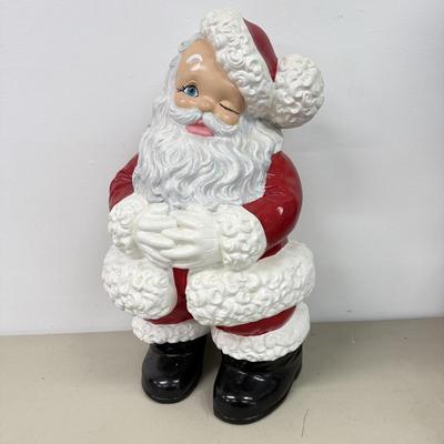 LOT 84: Vintage Ceramic Winking Santa & Small Candy Cane Sleigh