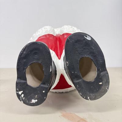 LOT 84: Vintage Ceramic Winking Santa & Small Candy Cane Sleigh