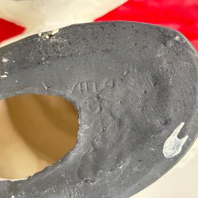 LOT 84: Vintage Ceramic Winking Santa & Small Candy Cane Sleigh