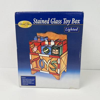 LOT 89: NIP Santa Wax Melter & Stained Glass Lit Toy Box