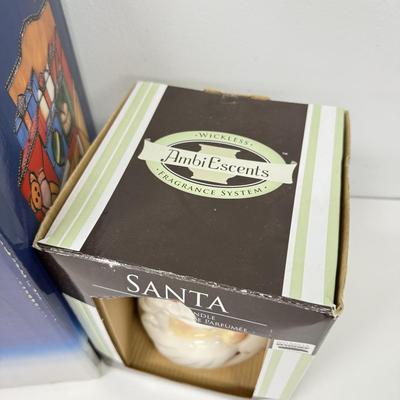 LOT 89: NIP Santa Wax Melter & Stained Glass Lit Toy Box