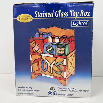 LOT 89: NIP Santa Wax Melter & Stained Glass Lit Toy Box