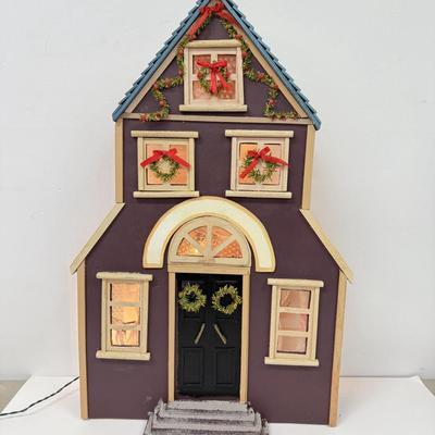 LOT 92: Vintage Handmade Carolers w/ Wood Lit Housefront