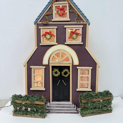 LOT 92: Vintage Handmade Carolers w/ Wood Lit Housefront