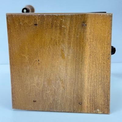 LOT 94: Vintage Coley Wood Products Coffee Mill & Leather Wrapped Bottle