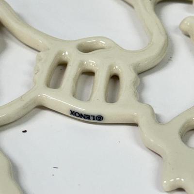 LOT 98: Lenox Reindeer Ornament & White & Gold Ceramic Christmas Decor