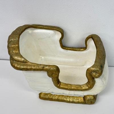 LOT 98: Lenox Reindeer Ornament & White & Gold Ceramic Christmas Decor