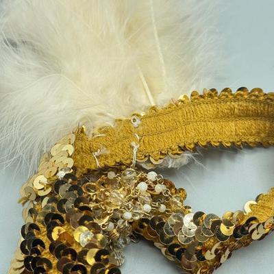 LOT 106: Goldtone Whiting & Davis Mesh Bag, 1920s style Headband & Ladies Gloves