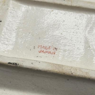 LOT 107: VTG. MCM Japanese Hand Painted Moriage DRAGONWARE Ceramic Candy/Trinket Dish w/lid , pair of Vintage Dragon Ashtrays and...