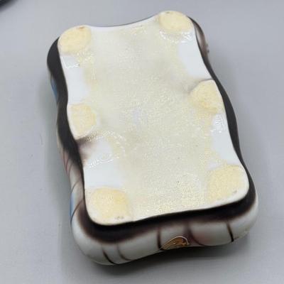 LOT 107: VTG. MCM Japanese Hand Painted Moriage DRAGONWARE Ceramic Candy/Trinket Dish w/lid , pair of Vintage Dragon Ashtrays and...