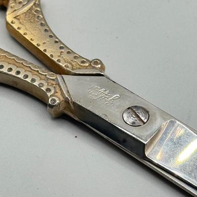 LOT 112: Vintage Griffon Scissors / Letter Opener Set in Lether case & Drafting Slide Ruler in Leather Case