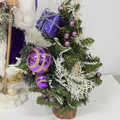 LOT 115: Purple Themed Santa & Christmas Floral Picks
